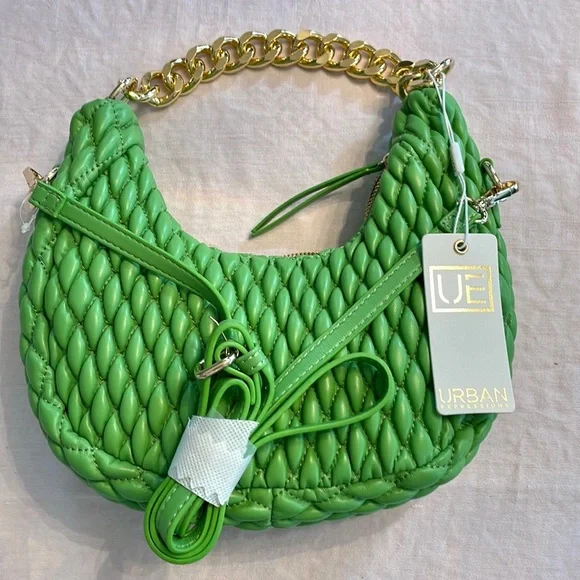 NWT💚🆕Urban Expressions🆕💚Gorgeous Green, Soft Leather, Gold Chain 👜 Purse - Picture 4 of 8